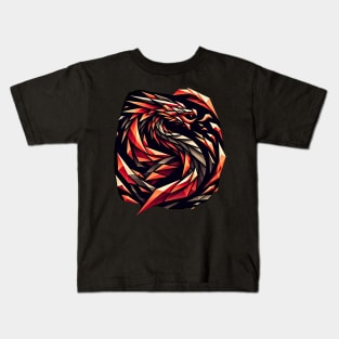 Geometric Firebreath | Abstract Dragon Design Tee Kids T-Shirt